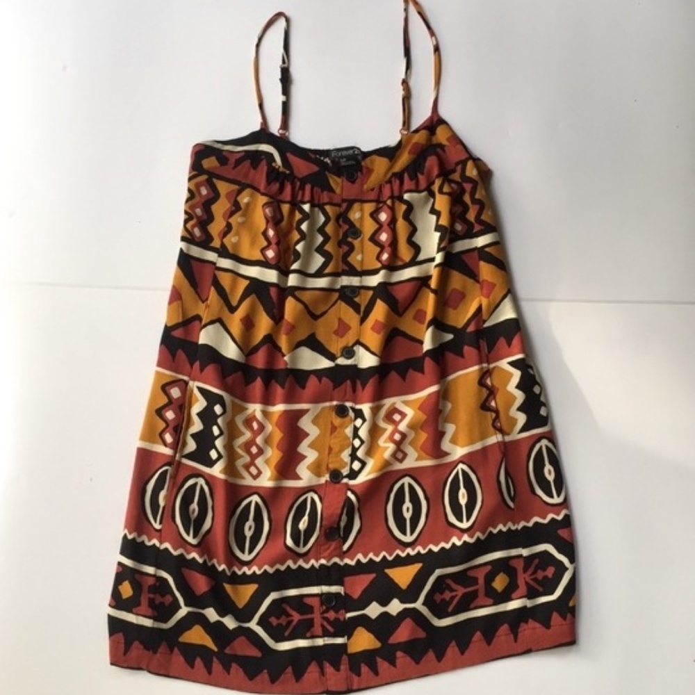 ☀️Forever 21 Orange Geometric Patterned Dress